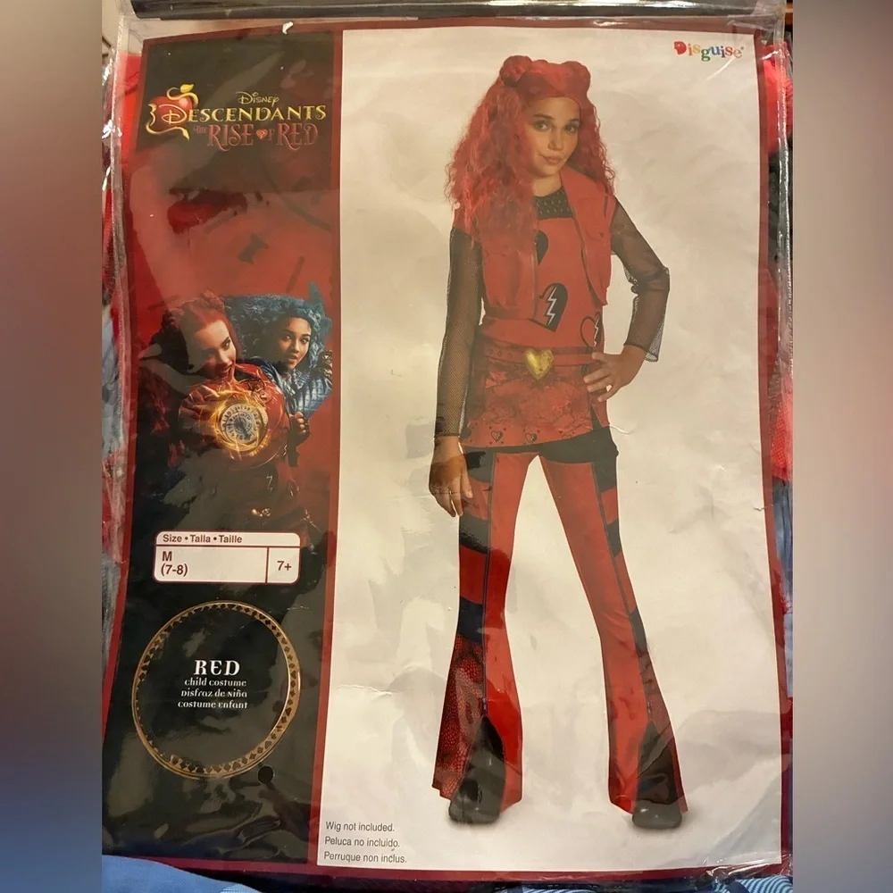 NWT Disney RED  Descendants Costume Rise of Red  Halloween Cosplay Dress Up